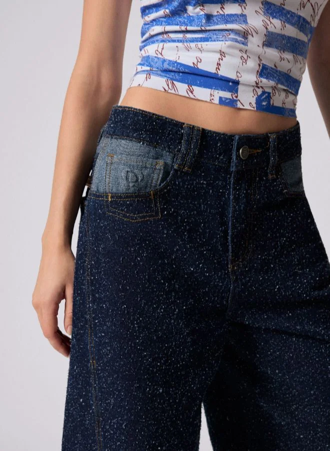 Desigual Blue Two-Tone Denim Trousers for Women | Best Price UAE